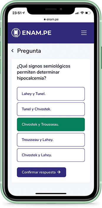 Vista de respuesta de un examen en ENAM.pe